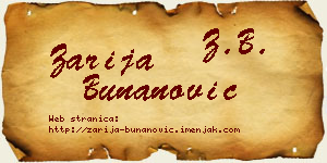 Zarija Bunanović vizit kartica